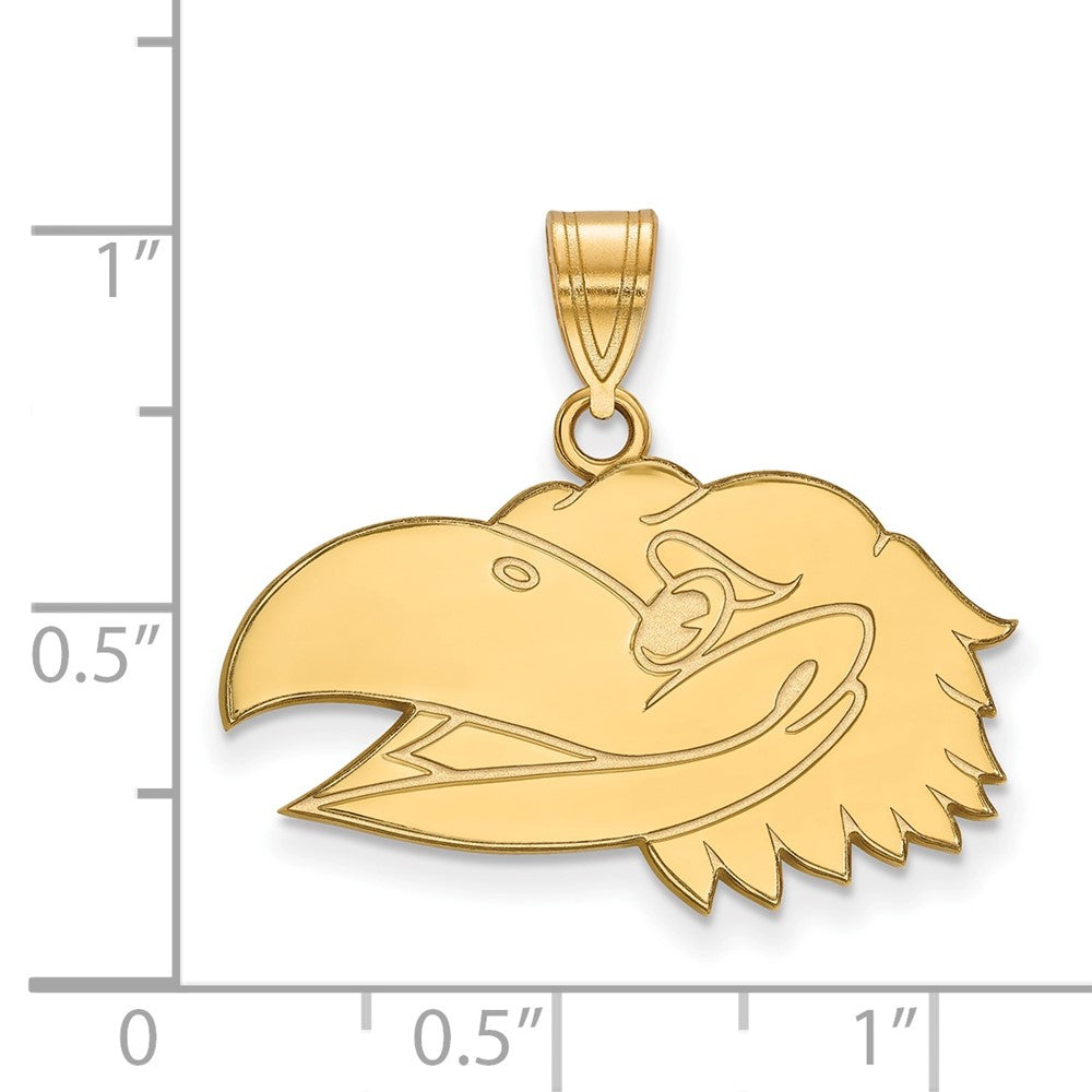 10K Gelbgold Logoart University Of Kansas Jayhawk Mittel Anhänger