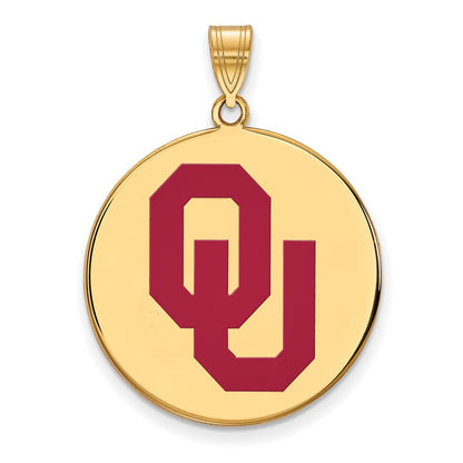 Vergoldet Sterlingsilber Logoart University Of Oklahoma O U Extra Groß Emailliert Plättchen Anhänger