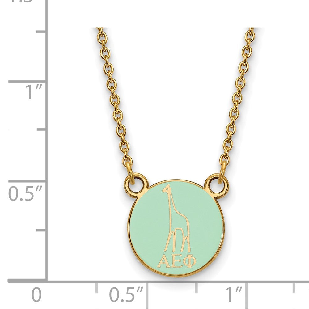 Vergoldet Sterlingsilber Logoart Alpha Epsilon Phi Extra Sorority Symbol Klein Farbe Emaille Anhänger 18 Zoll Halskette