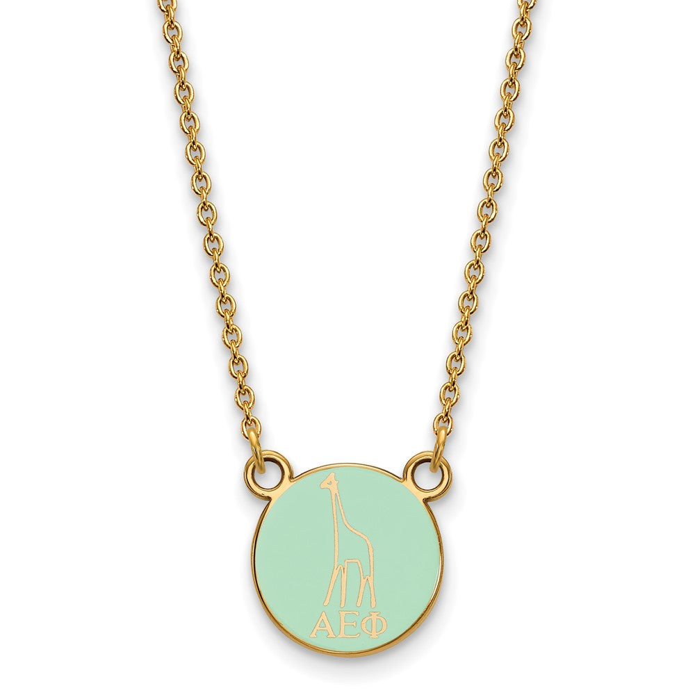Vergoldet Sterlingsilber Logoart Alpha Epsilon Phi Extra Sorority Symbol Klein Farbe Emaille Anhänger 18 Zoll Halskette