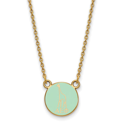 Vergoldet Sterlingsilber Logoart Alpha Epsilon Phi Extra Sorority Symbol Klein Farbe Emaille Anhänger 18 Zoll Halskette