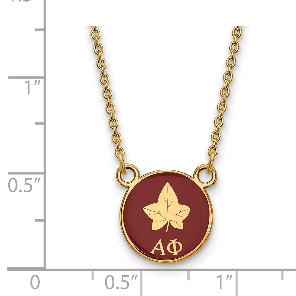 Vergoldet Sterlingsilber Logoart Alpha Phi Sorority Symbol Klein Farbe Emaille Anhänger 18 Zoll Halskette