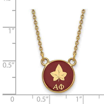 Vergoldet Sterlingsilber Logoart Alpha Phi Sorority Symbol Klein Farbe Emaille Anhänger 18 Zoll Halskette