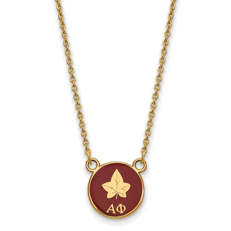 Vergoldet Sterlingsilber Logoart Alpha Phi Sorority Symbol Klein Farbe Emaille Anhänger 18 Zoll Halskette
