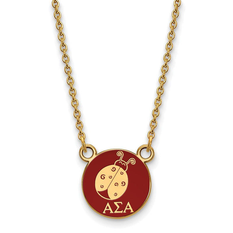 Vergoldet Sterlingsilber Logoart Alpha Sigma Sorority Symbol Klein Farbe Emaille Anhänger 18 Zoll Halskette