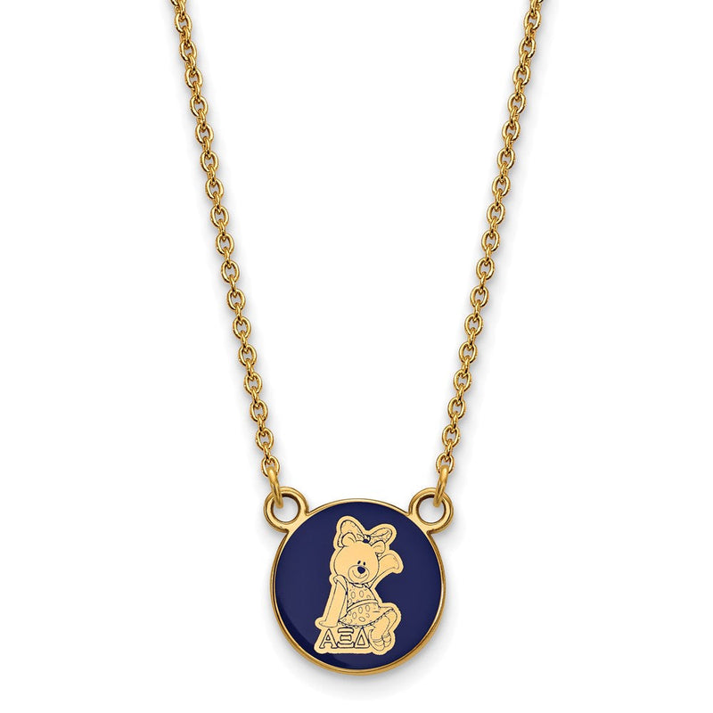 Vergoldet Sterlingsilber Logoart Alpha Xi Delta Sorority Symbol Klein Farbe Emaille Anhänger 18 Zoll Halskette