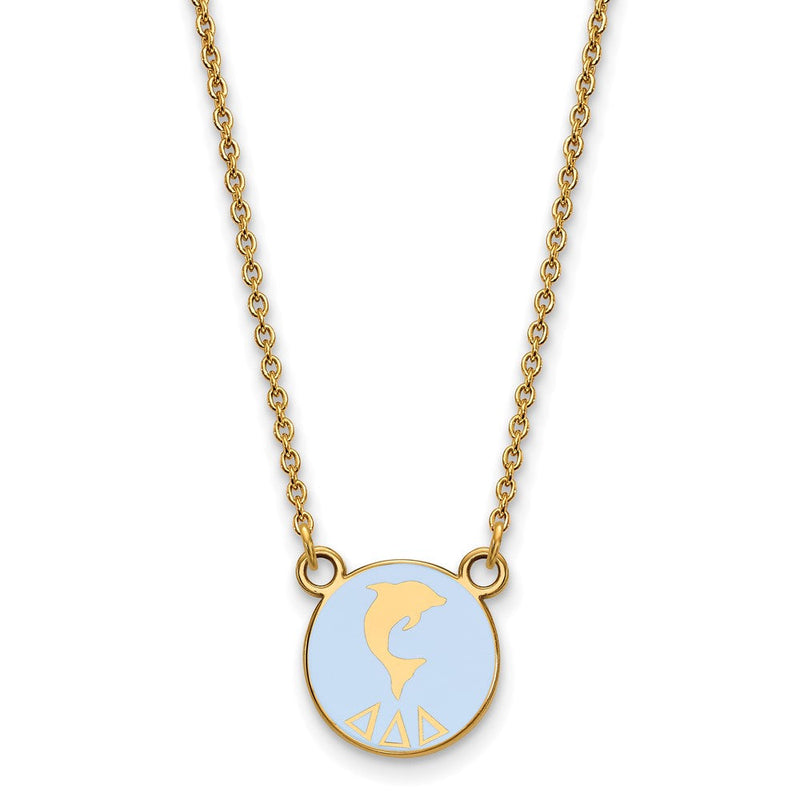 Vergoldet Sterlingsilber Logoart Delta Sorority Symbol Klein Farbe Emaille Anhänger 18 Zoll Halskette