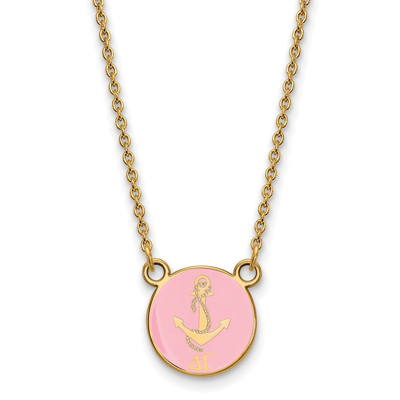 Vergoldet Sterlingsilber Logoart Delta Gamma Sorority Symbol Klein Farbe Emaille Anhänger 18 Zoll Halskette