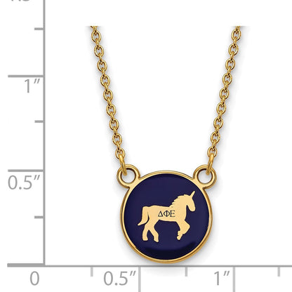 Vergoldet Sterlingsilber Logoart Delta Phi Epsilon Sorority Symbol Klein Farbe Emaille Anhänger 18 Zoll Halskette