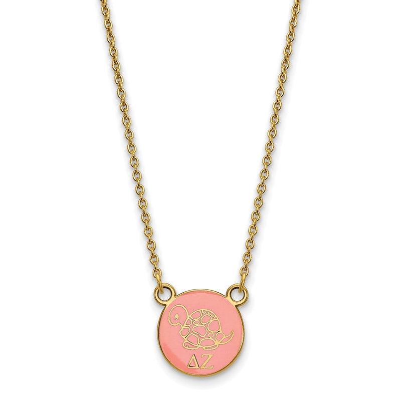 Vergoldet Sterlingsilber Logoart Delta Zeta Sorority Symbol Klein Farbe Emaille Anhänger 18 Zoll Halskette