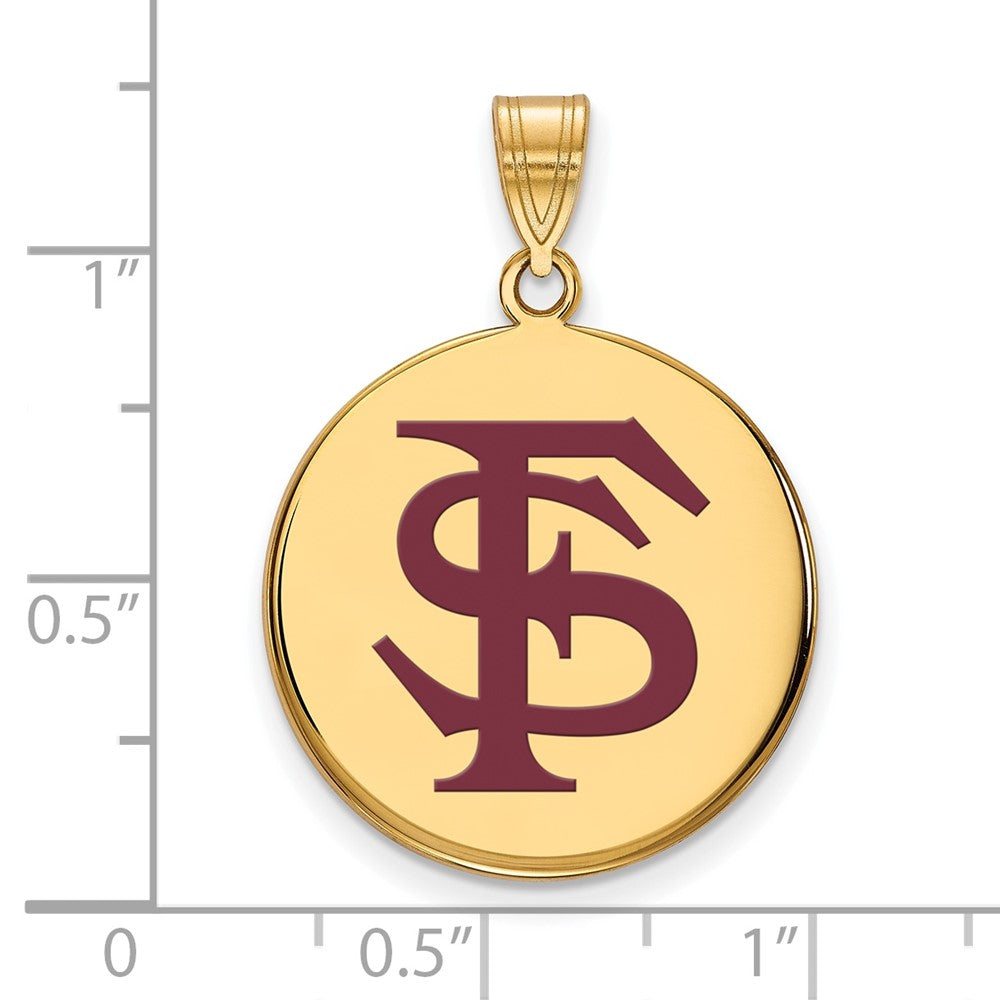 Vergoldet Sterlingsilber Logoart Florida State University F S Groß Emailliert Plättchen Anhänger