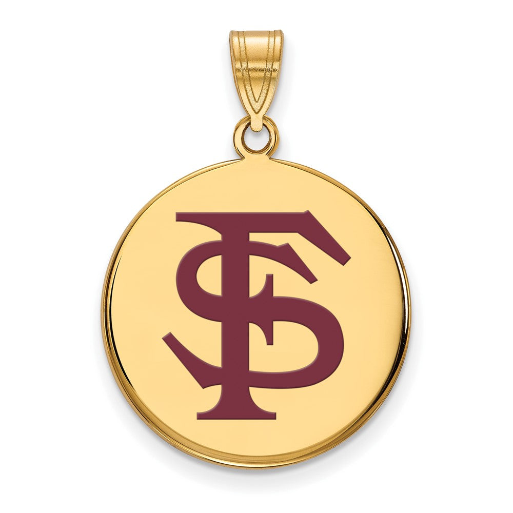 Vergoldet Sterlingsilber Logoart Florida State University F S Groß Emailliert Plättchen Anhänger