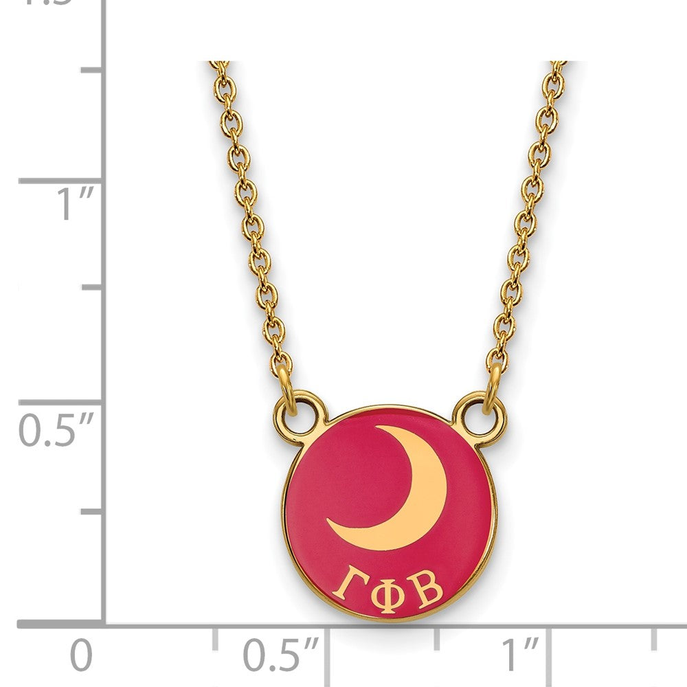 Vergoldet Sterlingsilber Logoart Gamma Phi Beta Sorority Symbol Klein Farbe Emaille Anhänger 18 Zoll Halskette