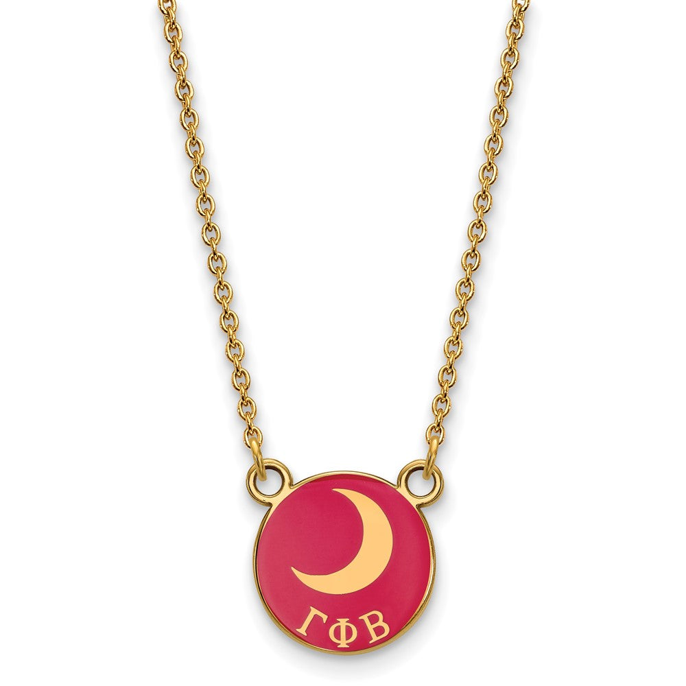 Vergoldet Sterlingsilber Logoart Gamma Phi Beta Sorority Symbol Klein Farbe Emaille Anhänger 18 Zoll Halskette