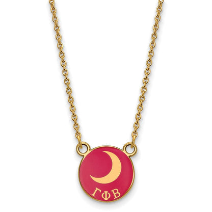 Vergoldet Sterlingsilber Logoart Gamma Phi Beta Sorority Symbol Klein Farbe Emaille Anhänger 18 Zoll Halskette