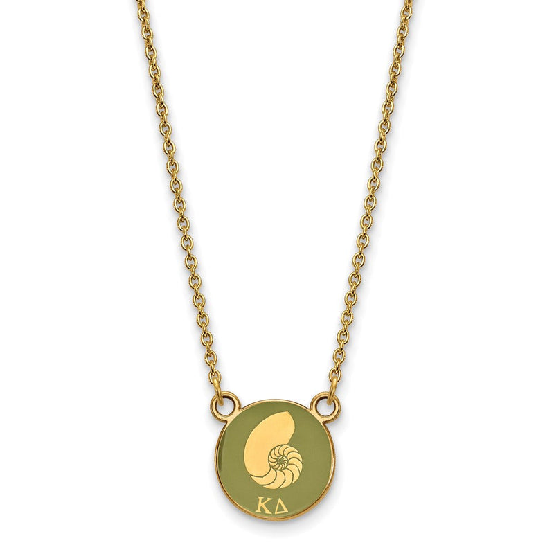 Vergoldet Sterlingsilber Logoart Kappa Delta Sorority Symbol Klein Farbe Emaille Anhänger 18 Zoll Halskette