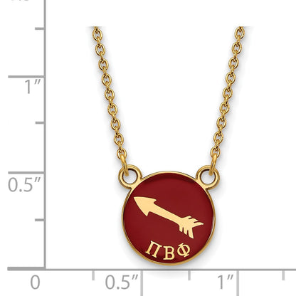 Vergoldet Sterlingsilber Logoart Pi Beta Phi Sorority Symbol Klein Farbe Emaille Anhänger 18 Zoll Halskette