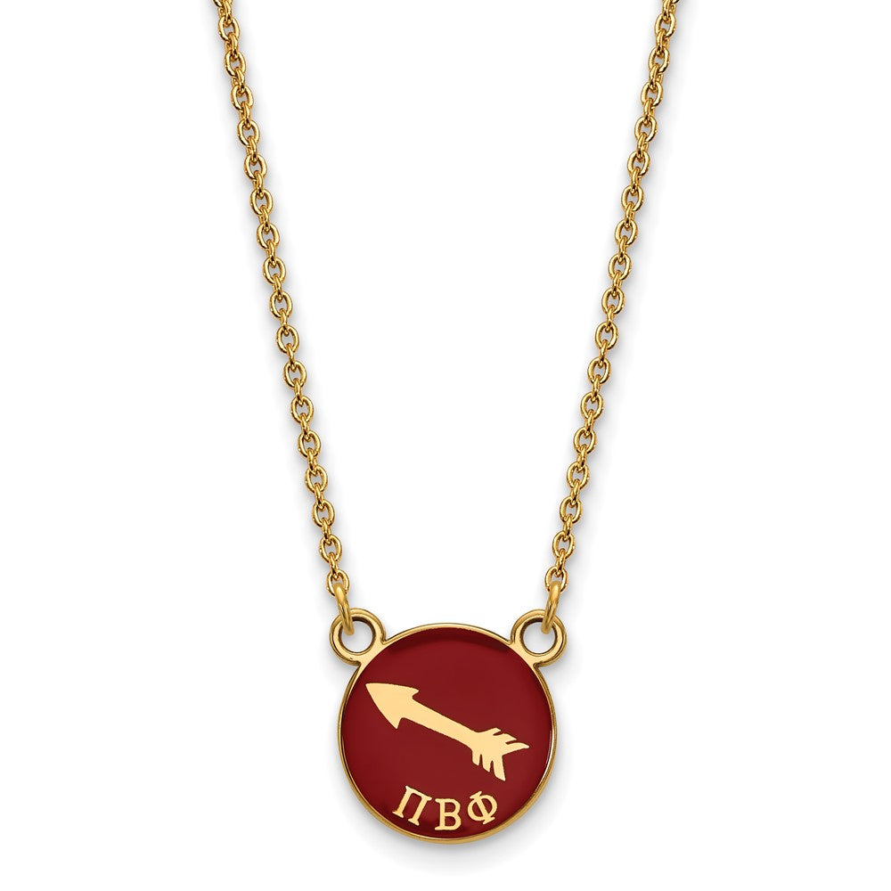 Vergoldet Sterlingsilber Logoart Pi Beta Phi Sorority Symbol Klein Farbe Emaille Anhänger 18 Zoll Halskette