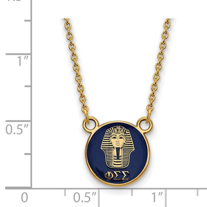 Vergoldet Sterlingsilber Logoart Phi Sigma Sorority Symbol Klein Farbe Emaille Anhänger 18 Zoll Halskette