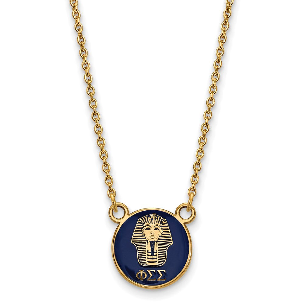 Vergoldet Sterlingsilber Logoart Phi Sigma Sorority Symbol Klein Farbe Emaille Anhänger 18 Zoll Halskette