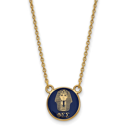 Vergoldet Sterlingsilber Logoart Phi Sigma Sorority Symbol Klein Farbe Emaille Anhänger 18 Zoll Halskette