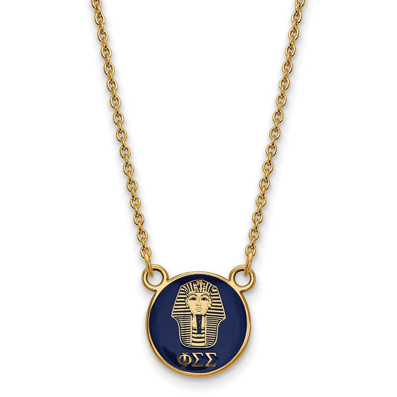 Vergoldet Sterlingsilber Logoart Phi Sigma Sorority Symbol Klein Farbe Emaille Anhänger 18 Zoll Halskette