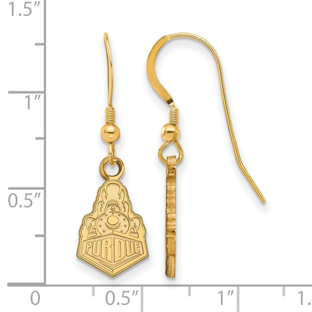 Vergoldet Sterlingsilber Logoart Purdue University Boilermakers Zug Logo Klein Hängend Draht Ohrringe
