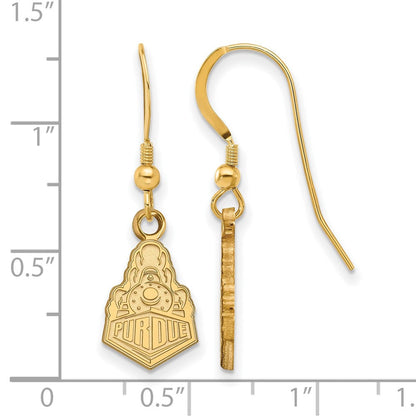 Vergoldet Sterlingsilber Logoart Purdue University Boilermakers Zug Logo Klein Hängend Draht Ohrringe