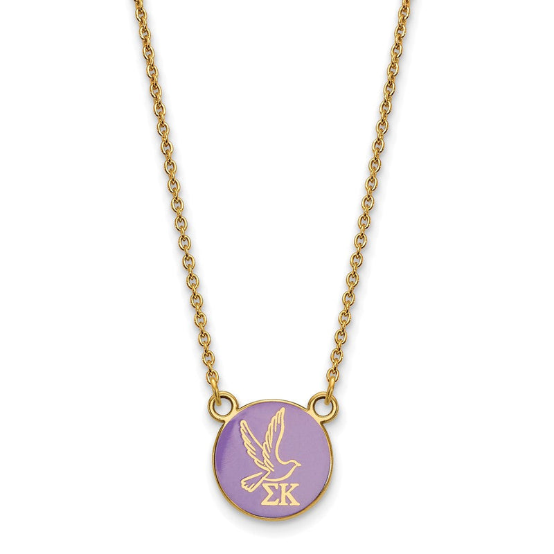 Vergoldet Sterlingsilber Logoart Sigma Kappa Sorority Symbol Klein Farbe Emaille Anhänger 18 Zoll Halskette
