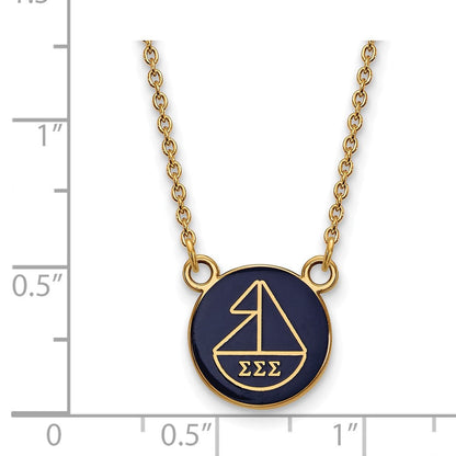 Vergoldet Sterlingsilber Logoart Sigma Sorority Symbol Klein Farbe Emaille Anhänger 18 Zoll Halskette