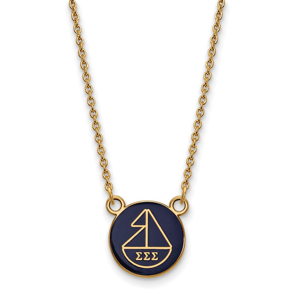 Vergoldet Sterlingsilber Logoart Sigma Sorority Symbol Klein Farbe Emaille Anhänger 18 Zoll Halskette