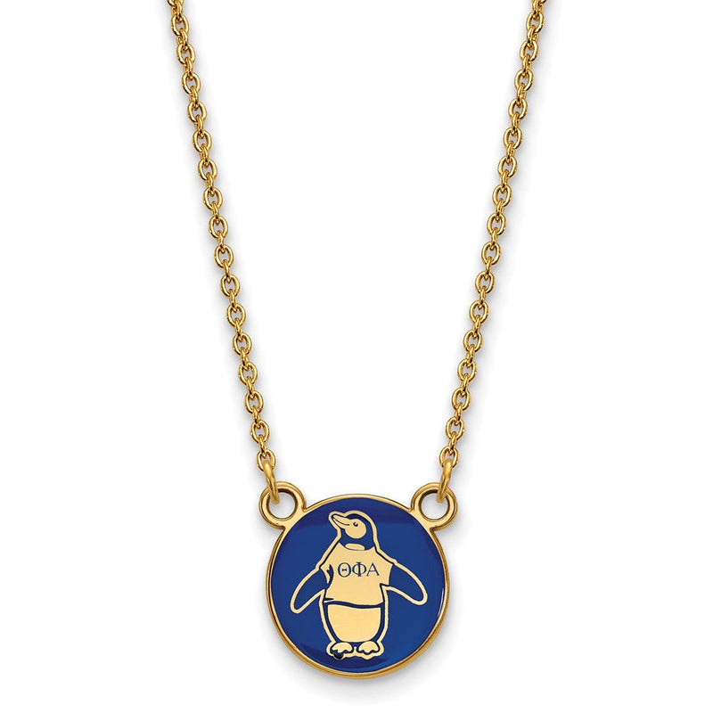 Vergoldet Sterlingsilber Logoart Theta Phi Alpha Sorority Symbol Klein Farbe Emaille Anhänger 18 Zoll Halskette