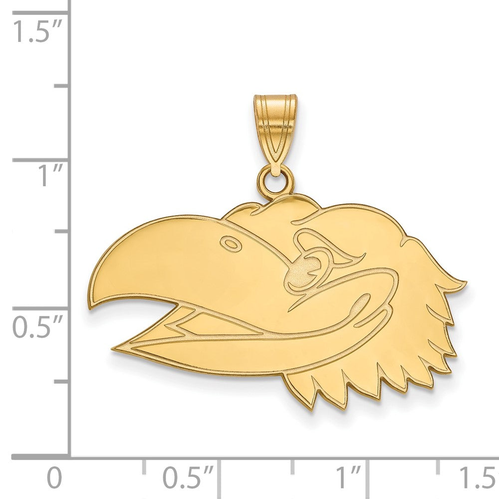 Vergoldet Sterlingsilber Logoart University Of Kansas Jayhawk Groß Anhänger