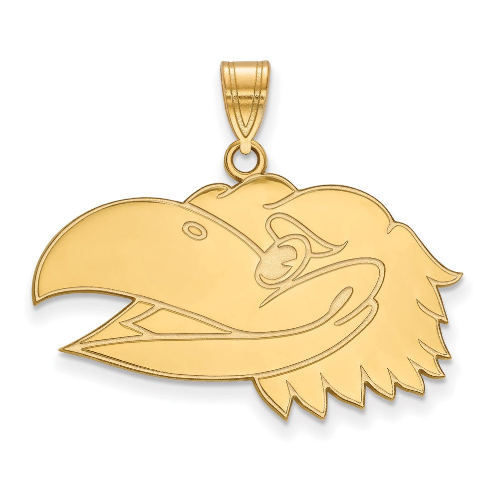 Vergoldet Sterlingsilber Logoart University Of Kansas Jayhawk Groß Anhänger