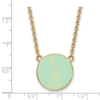Vergoldet Sterlingsilber Logoart Alpha Epsilon Phi Sorority Symbol Klein Farbe Emaille Anhänger 18 Zoll Halskette