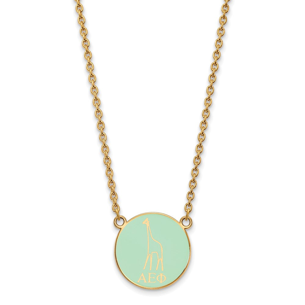 Vergoldet Sterlingsilber Logoart Alpha Epsilon Phi Sorority Symbol Klein Farbe Emaille Anhänger 18 Zoll Halskette