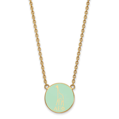 Vergoldet Sterlingsilber Logoart Alpha Epsilon Phi Sorority Symbol Klein Farbe Emaille Anhänger 18 Zoll Halskette