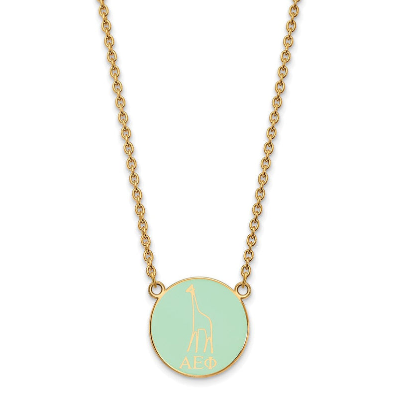 Vergoldet Sterlingsilber Logoart Alpha Epsilon Phi Sorority Symbol Klein Farbe Emaille Anhänger 18 Zoll Halskette