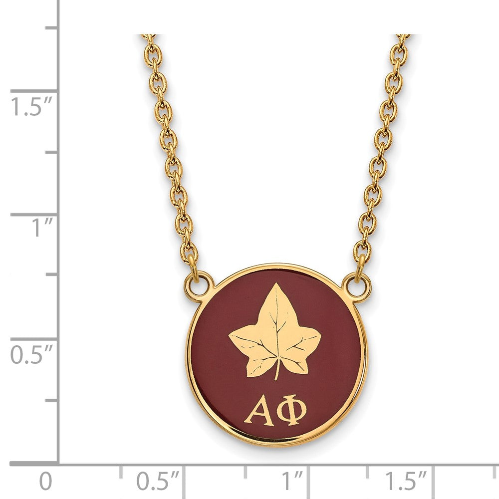 Vergoldet Sterlingsilber Logoart Alpha Phi Sorority Symbol Groß Farbe Emaille Anhänger 18 Zoll Halskette