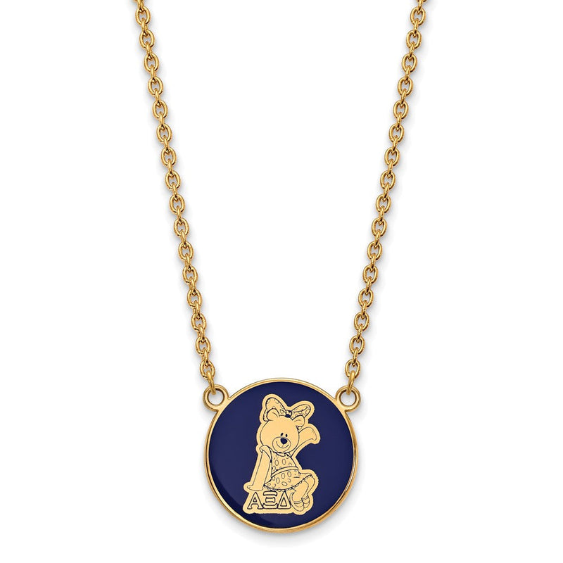 Vergoldet Sterlingsilber Logoart Alpha Xi Delta Sorority Symbol Groß Farbe Emaille Anhänger 18 Zoll Halskette