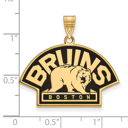 Vergoldet Sterlingsilber Nhl Logoart Boston Bruins Groß Emailliert Anhänger