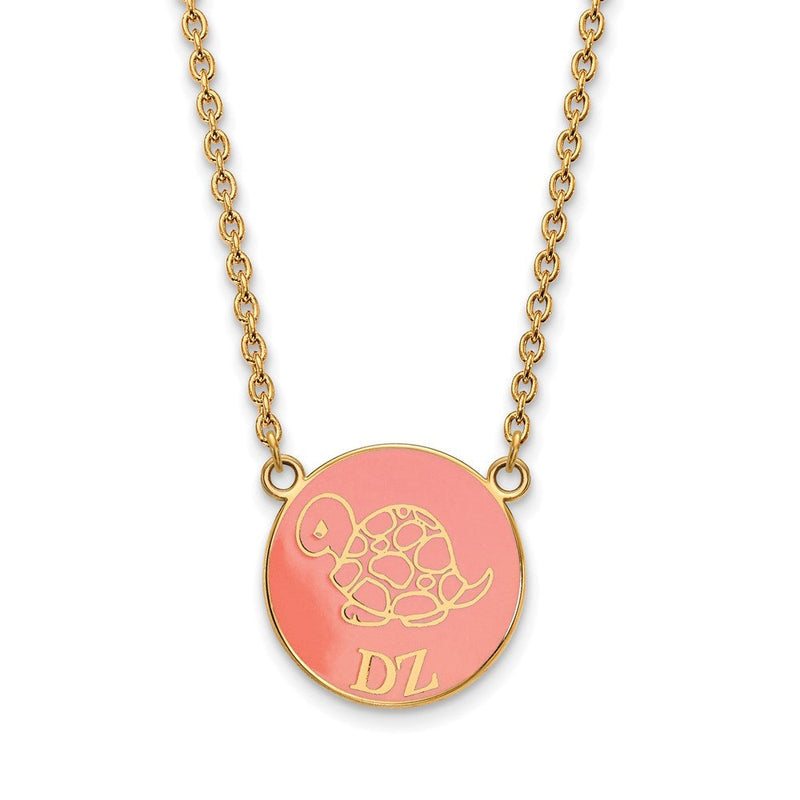 Vergoldet Sterlingsilber Logoart Delta Zeta Sorority Symbol Groß Farbe Emaille Anhänger 18 Zoll Halskette
