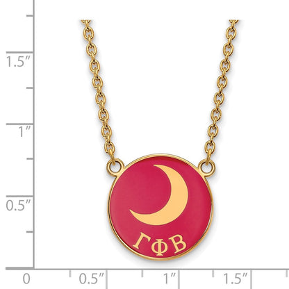 Vergoldet Sterlingsilber Logoart Gamma Phi Beta Sorority Symbol Groß Farbe Emaille Anhänger 18 Zoll Halskette