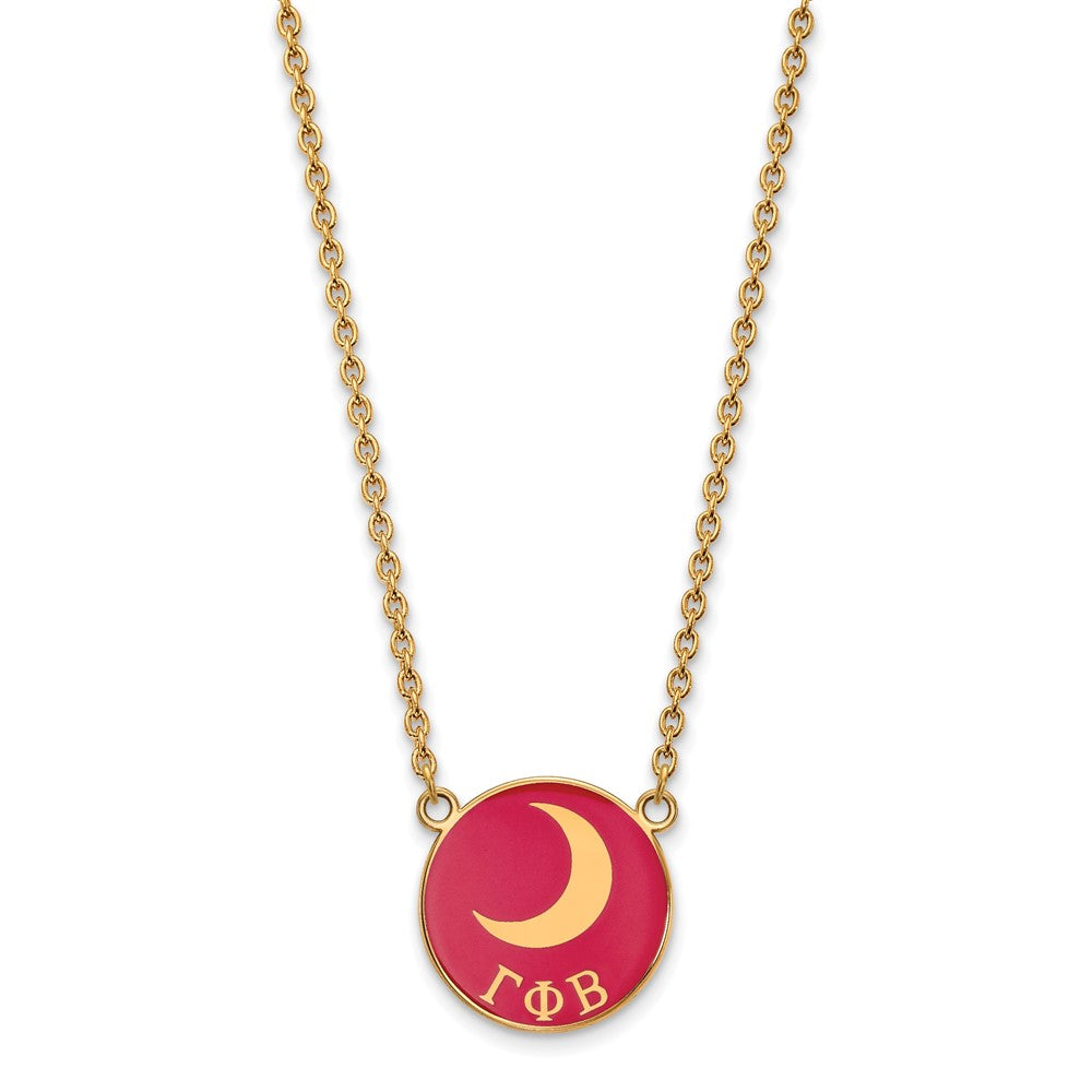 Vergoldet Sterlingsilber Logoart Gamma Phi Beta Sorority Symbol Groß Farbe Emaille Anhänger 18 Zoll Halskette