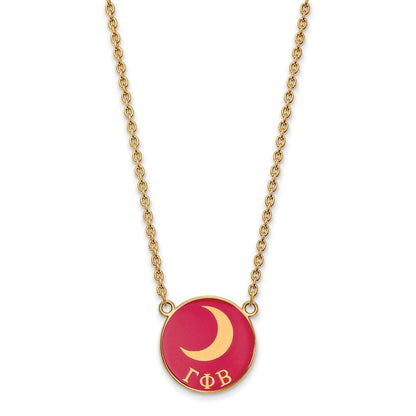 Vergoldet Sterlingsilber Logoart Gamma Phi Beta Sorority Symbol Groß Farbe Emaille Anhänger 18 Zoll Halskette