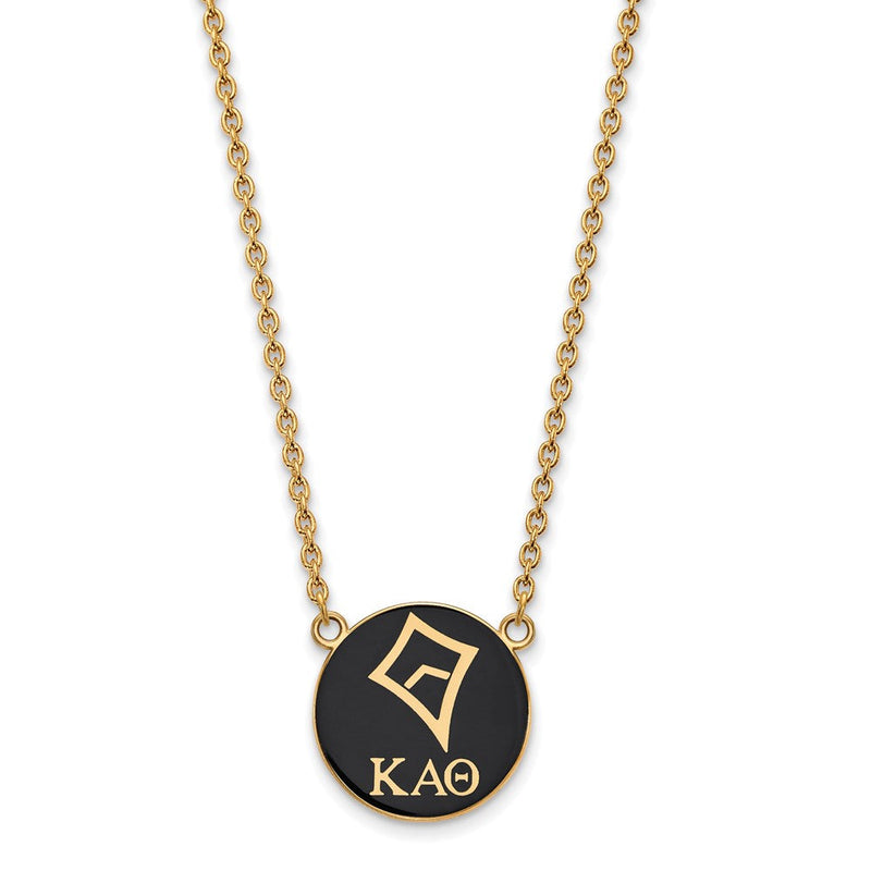 Vergoldet Sterlingsilber Logoart Kappa Alpha Theta Sorority Symbol Groß Farbe Emaille Anhänger 18 Zoll Halskette
