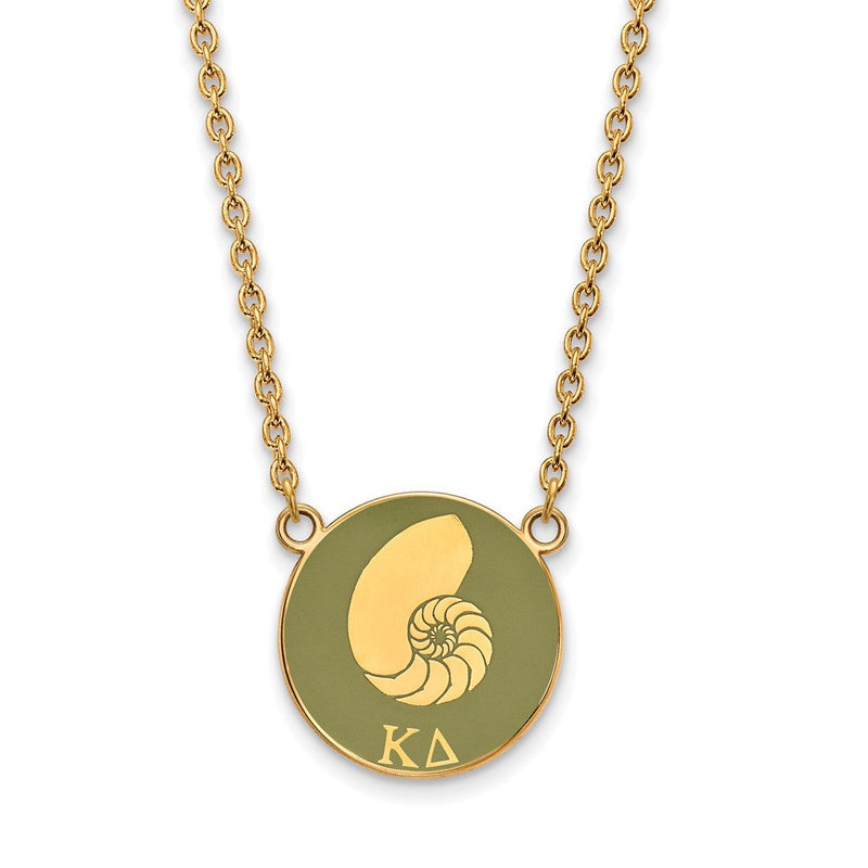 Vergoldet Sterlingsilber Logoart Kappa Delta Sorority Symbol Groß Farbe Emaille Anhänger 18 Zoll Halskette