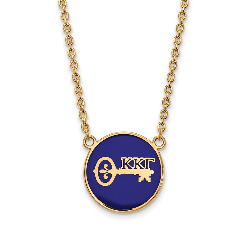 Vergoldet Sterlingsilber Logoart Kappa Gamma Sorority Symbol Groß Farbe Emaille Anhänger 18 Zoll Halskette