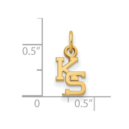 Vergoldet Sterlingsilber Logoart Kansas State University K S Extra Klein Anhänger