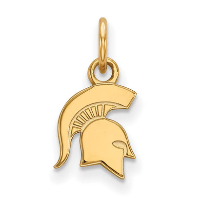 Vergoldet Sterlingsilber Logoart Michigan State University Spartan Extra Klein Anhänger